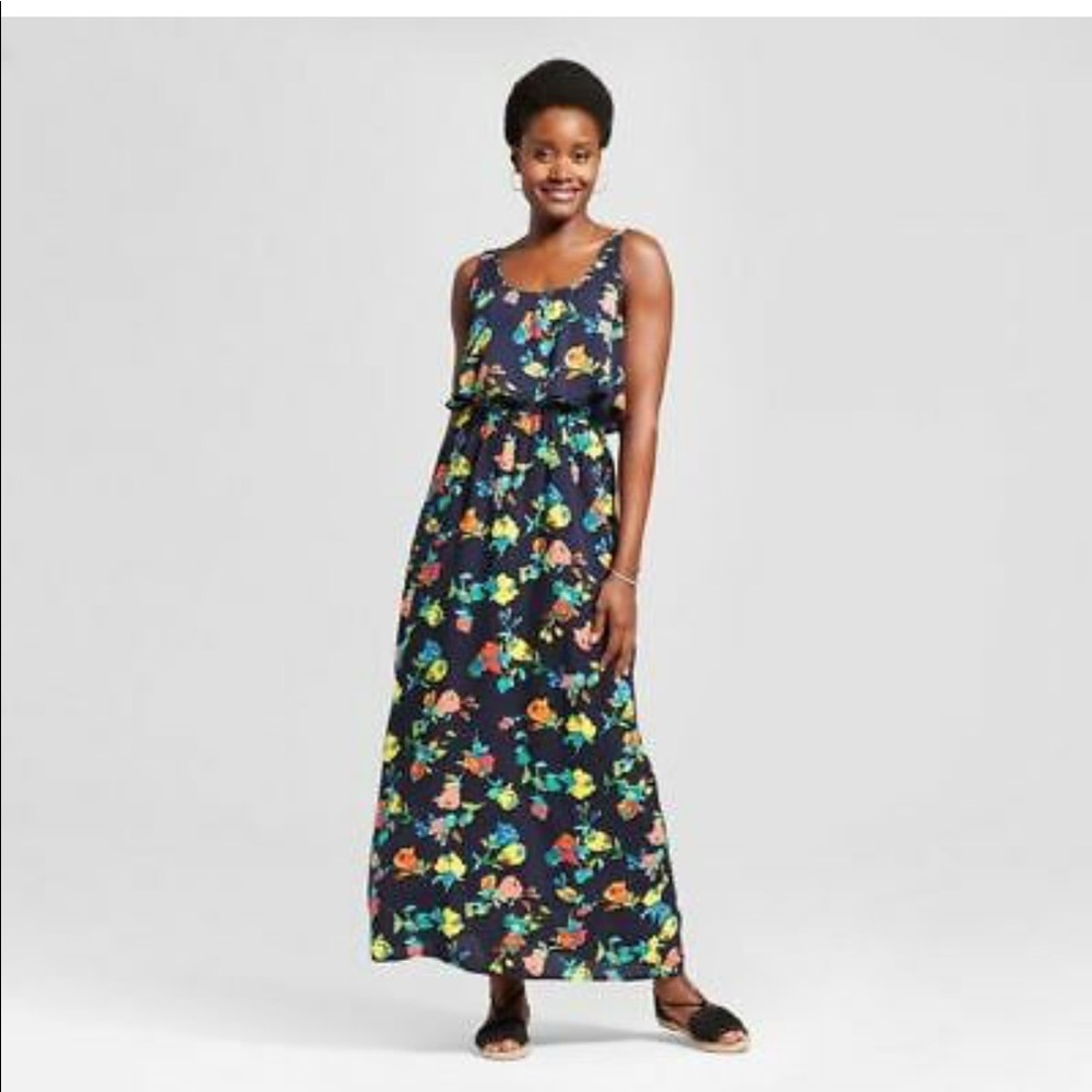 Merona Navy Floral Maxi Dress